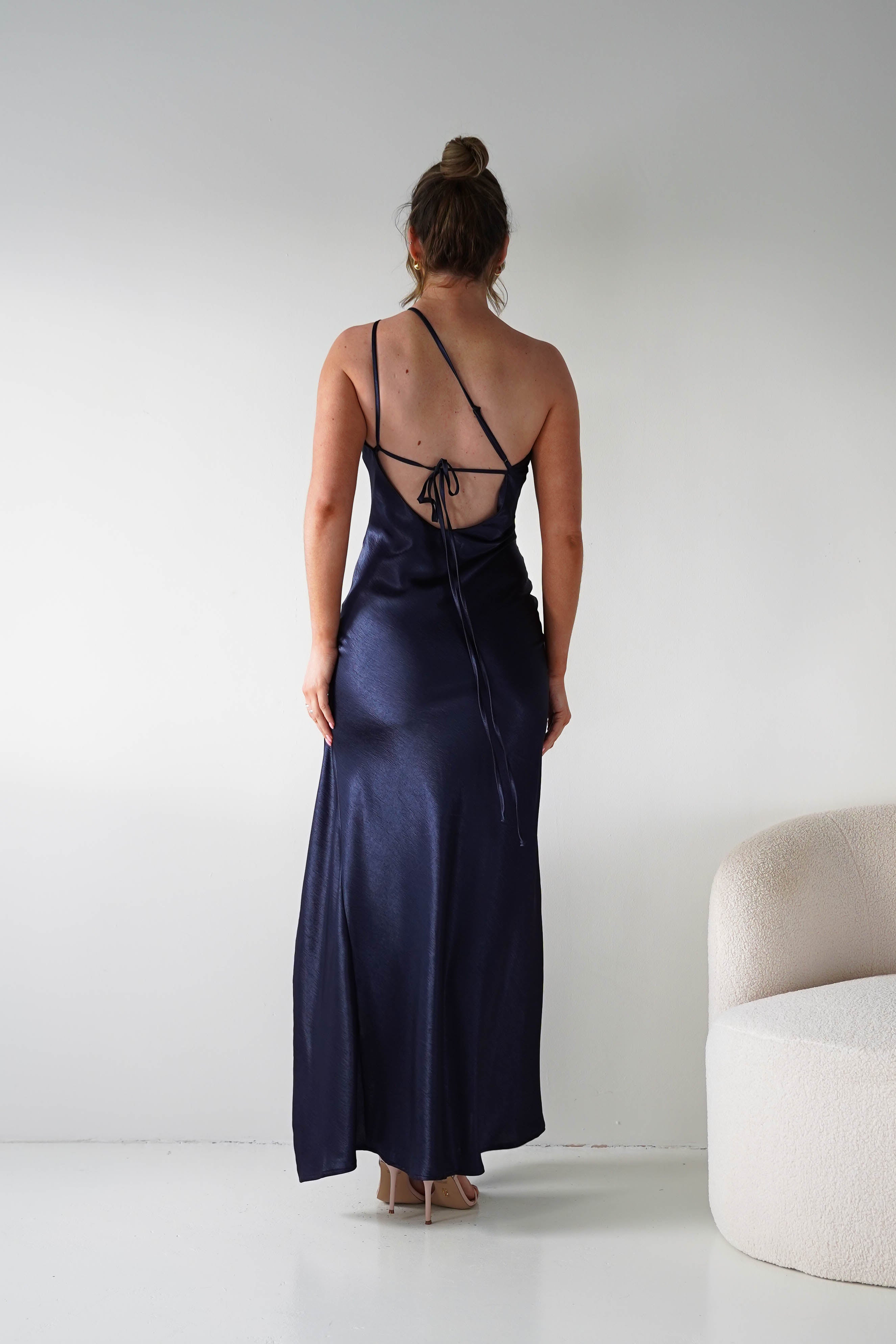 Oh Hello Clothing Women > Clothing > Dresses 1*DONE - MANIJU- MM24520-NAVY One-Shoulder Dress with Matching Scarf
