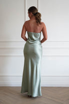 Oh Hello Clothing Women > Clothing > Dresses 1*DONE - MANIJU-MM24562-SAGE Floral Appliqué Satin Maxi Dress