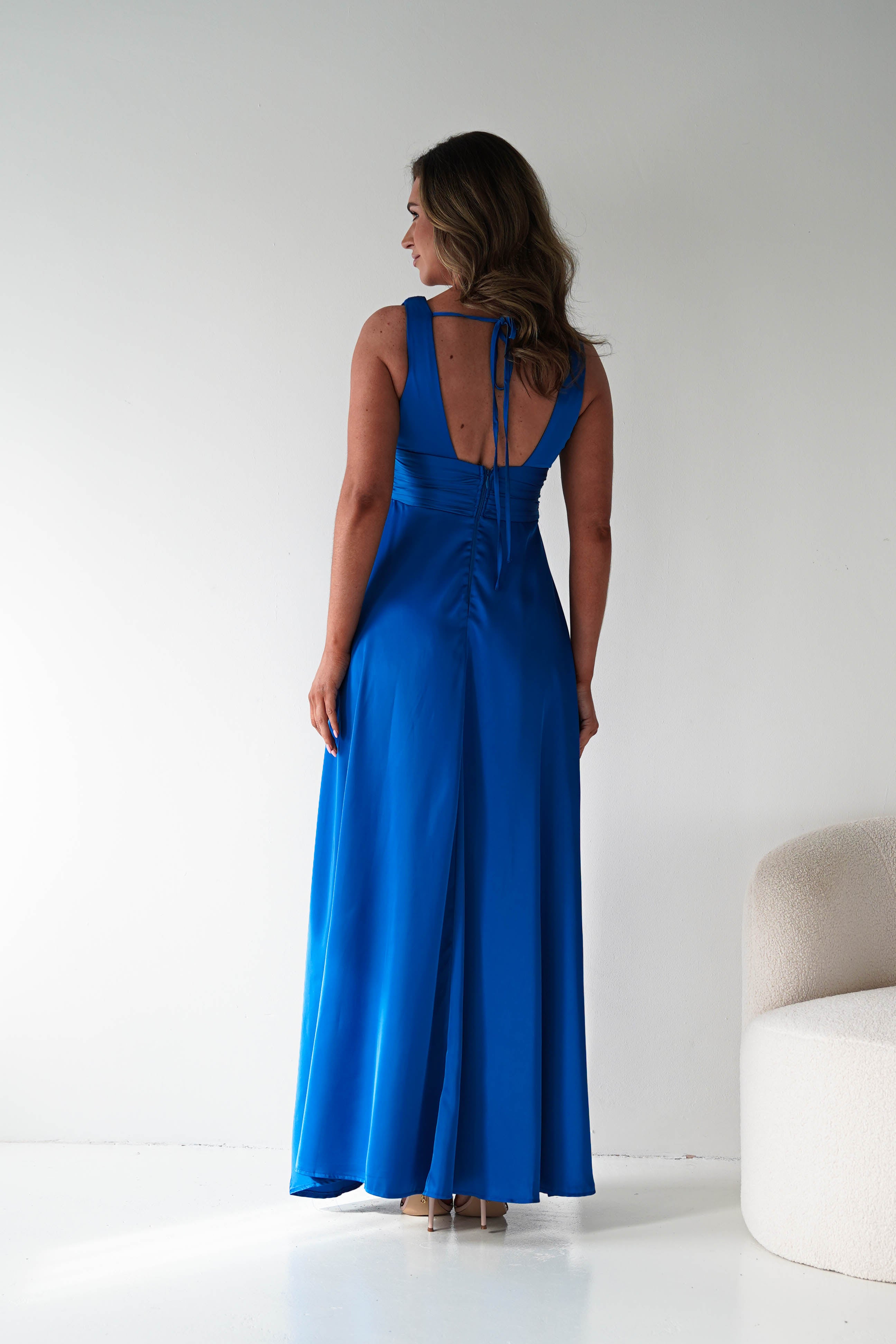 Oh Hello Clothing Women > Clothing > Dresses 1*DONE - MANIJU-MM26010-BLUE SATIN DRESS