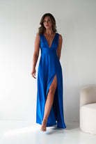 Oh Hello Clothing Women > Clothing > Dresses 1*DONE - MANIJU-MM26010-BLUE SATIN DRESS
