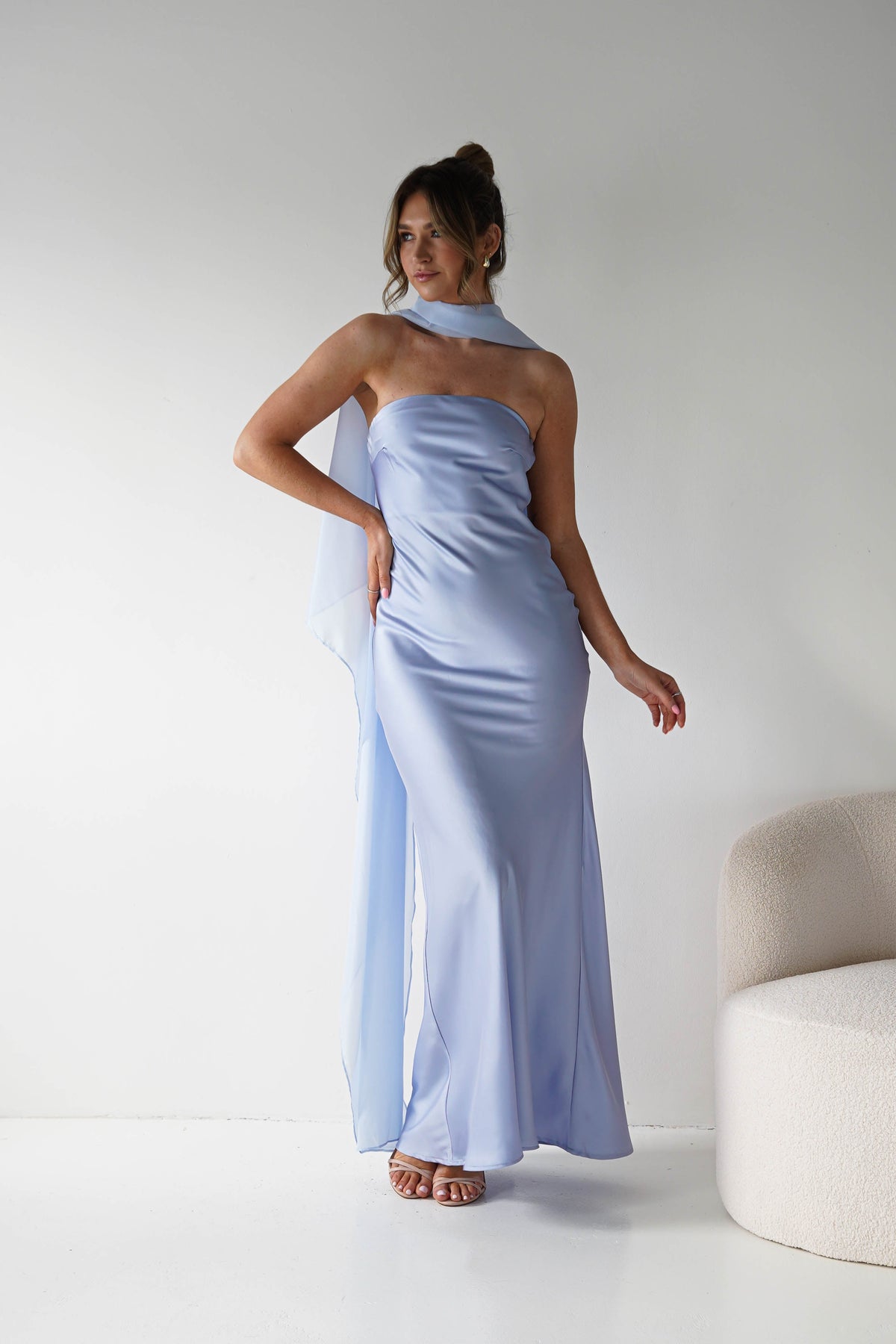 Soho Strapless Satin Maxi Dress