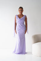 Oh Hello Clothing Women > Clothing > Dresses 1*DONE - MANIJU- MM2964- Lavender Chiffon Draped Maxi Dress