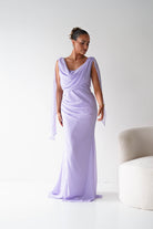 Oh Hello Clothing Women > Clothing > Dresses 1*DONE - MANIJU- MM2964- Lavender Chiffon Draped Maxi Dress