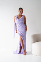 Oh Hello Clothing Women > Clothing > Dresses 1*DONE - MANIJU- MM2964- Lavender Chiffon Draped Maxi Dress