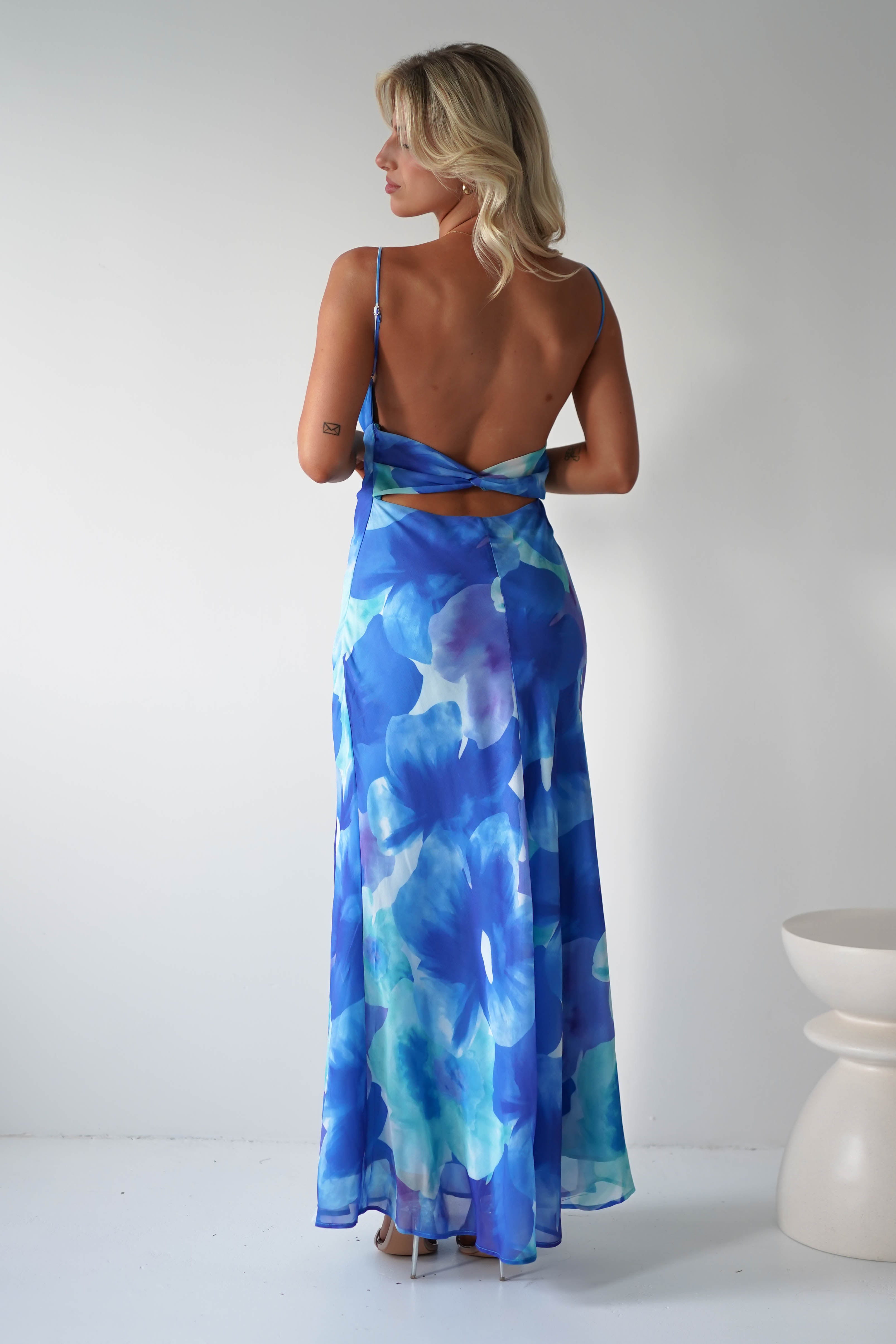 Ariel Chiffon Printed Maxi Dress | Blue