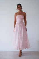 Oh Hello Clothing Women > Clothing > Dresses 1 *DONE MD09737 PINK CHIFFON FLORAL EMBOSSED MIDAXI