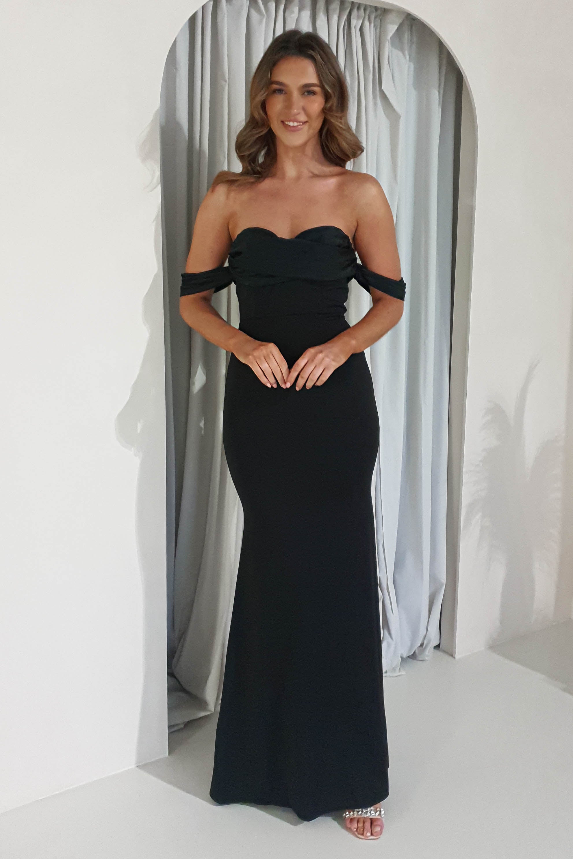 Wrenley Bodycon Off The Shoulder Gown | Black