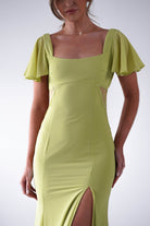 Preston Flutter Sleeve Maxi Dress Lime Green | Wedding Guest Dress | Maxi | Oh Hello Clothing
