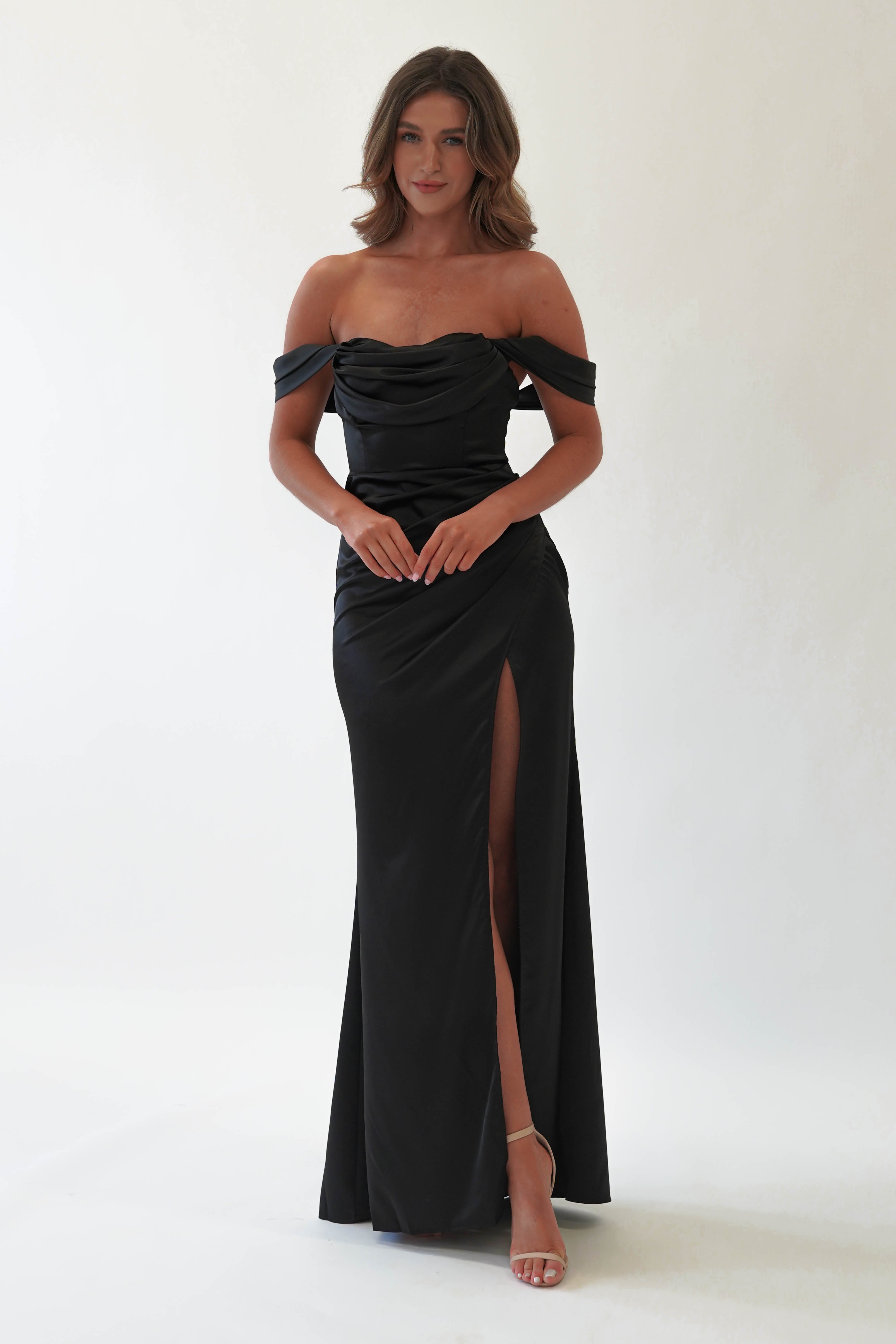 Monica Off The Shoulder Gown | Black