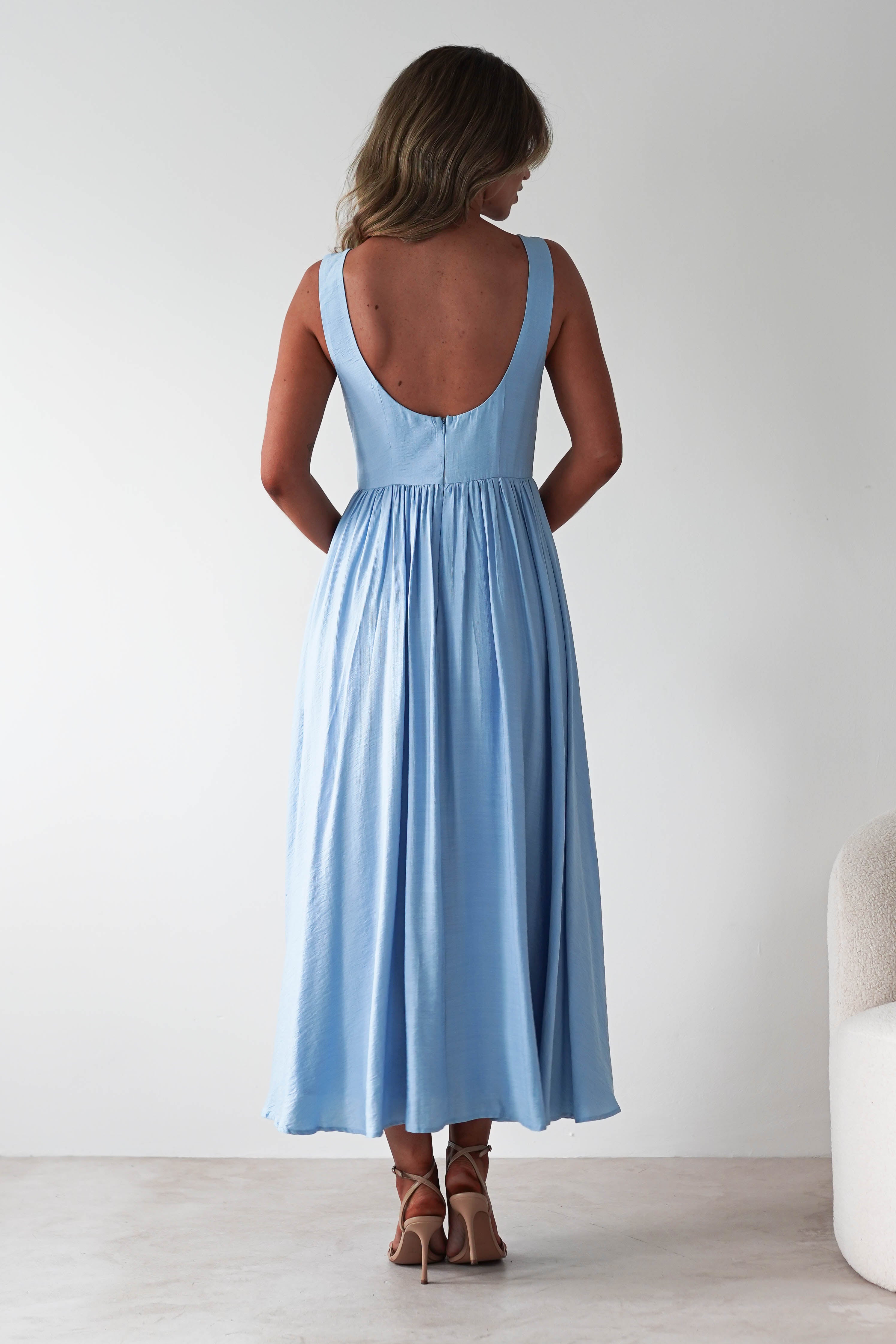 Monroe Skater Midaxi Dress | Blue | Oh Hello Clothing | XS (6)