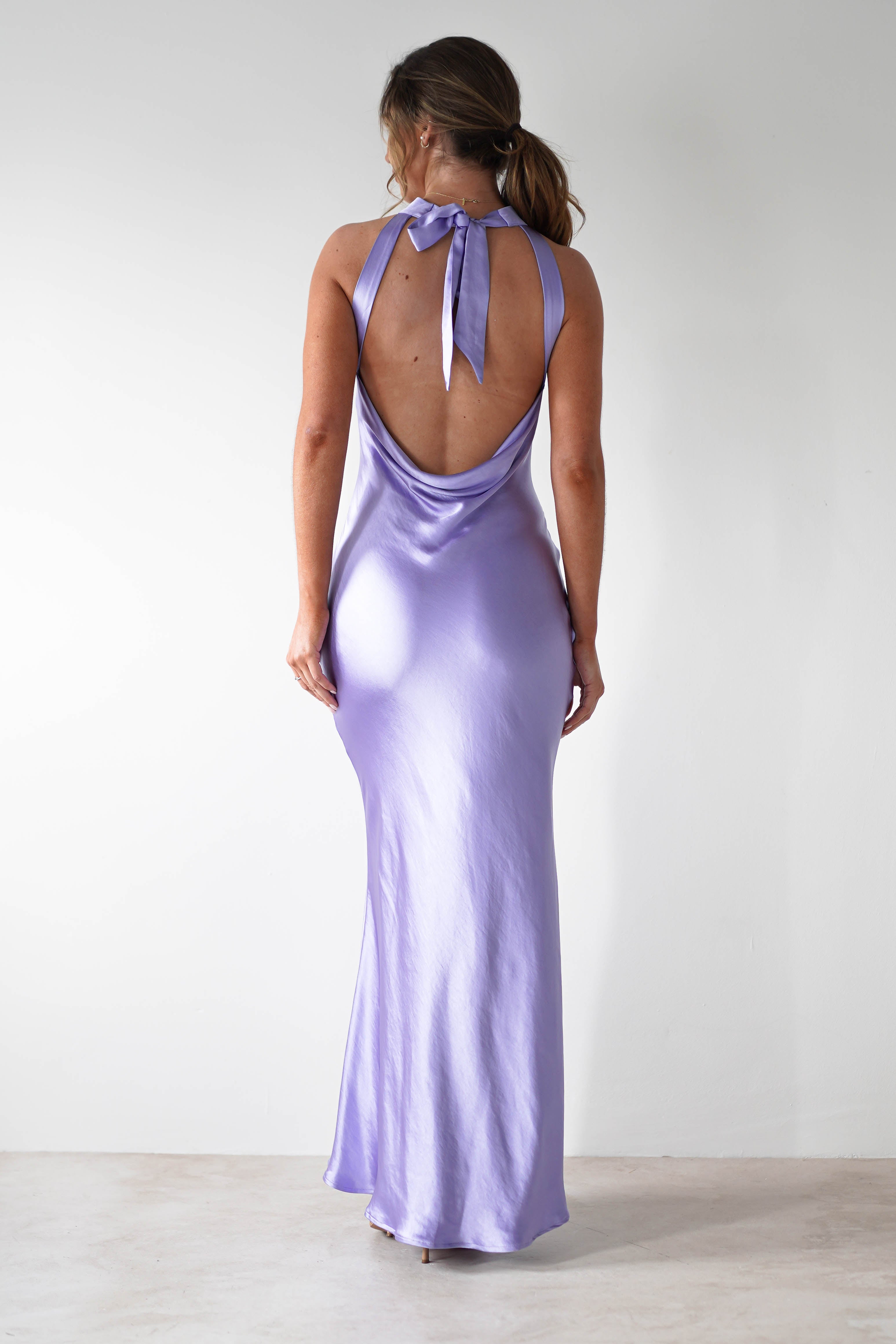 Natalia Soft Satin Maxi Dress | Lavendar