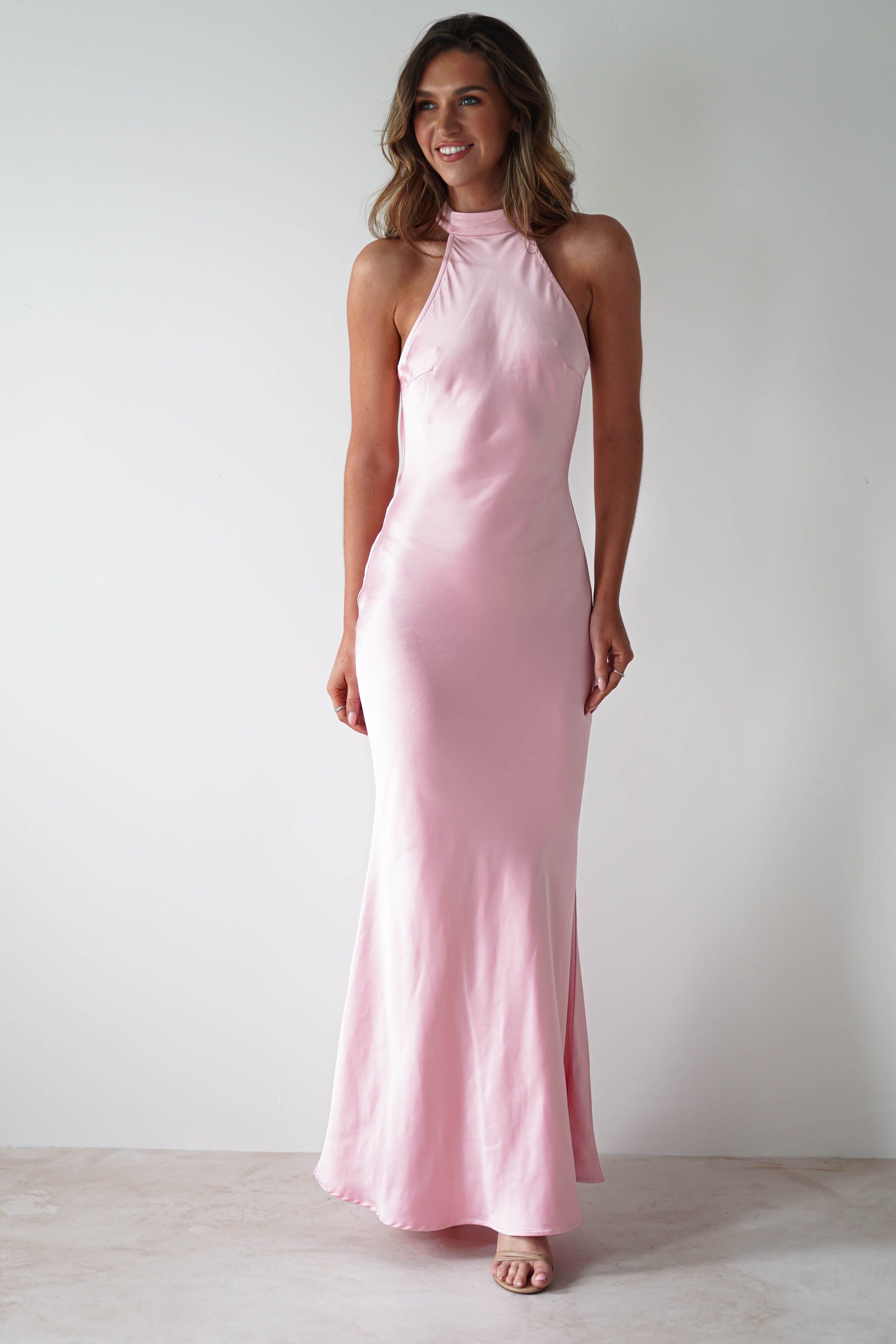 Natalia Soft Satin Maxi Dress | Pink