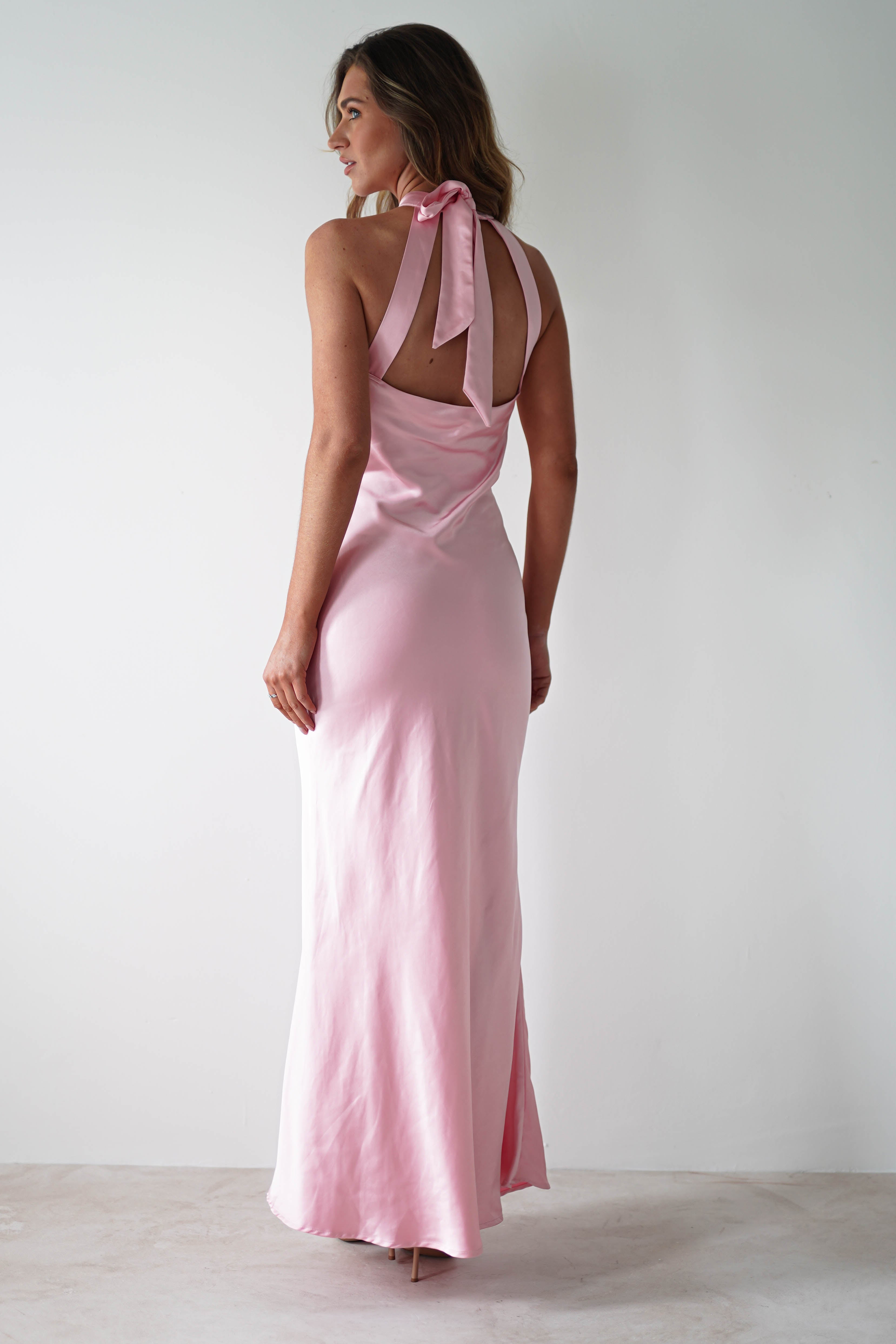 Natalia Soft Satin Maxi Dress | Pink