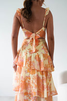 Allie Ruffle Floral Maxi Dress Yellow/Peach | Wedding Guest Dress | Maxi | Oh Hello Clothing