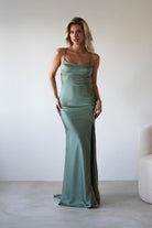 Elsa Matte Satin Maxi Gown | Olive | Debs & Prom | Formal Gown | Oh Hello Clothing