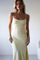Elsa Matte Satin Maxi Gown | Yellow | Debs & Prom | Formal Gown | Oh Hello Clothing