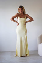 Elsa Matte Satin Maxi Gown | Yellow | Debs & Prom | Formal Gown | Oh Hello Clothing
