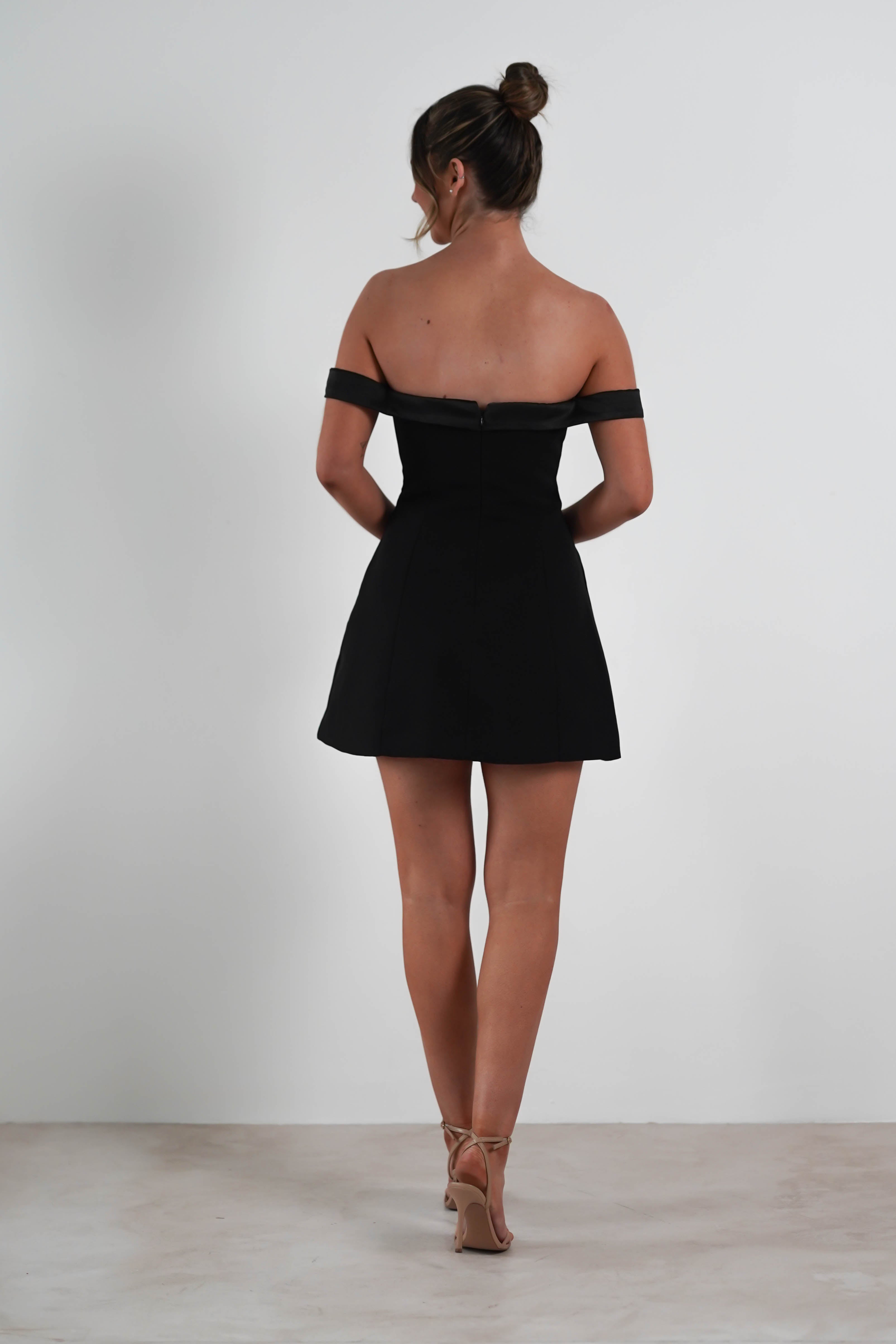 Petra Off the Shoulder Mini Dress | Black