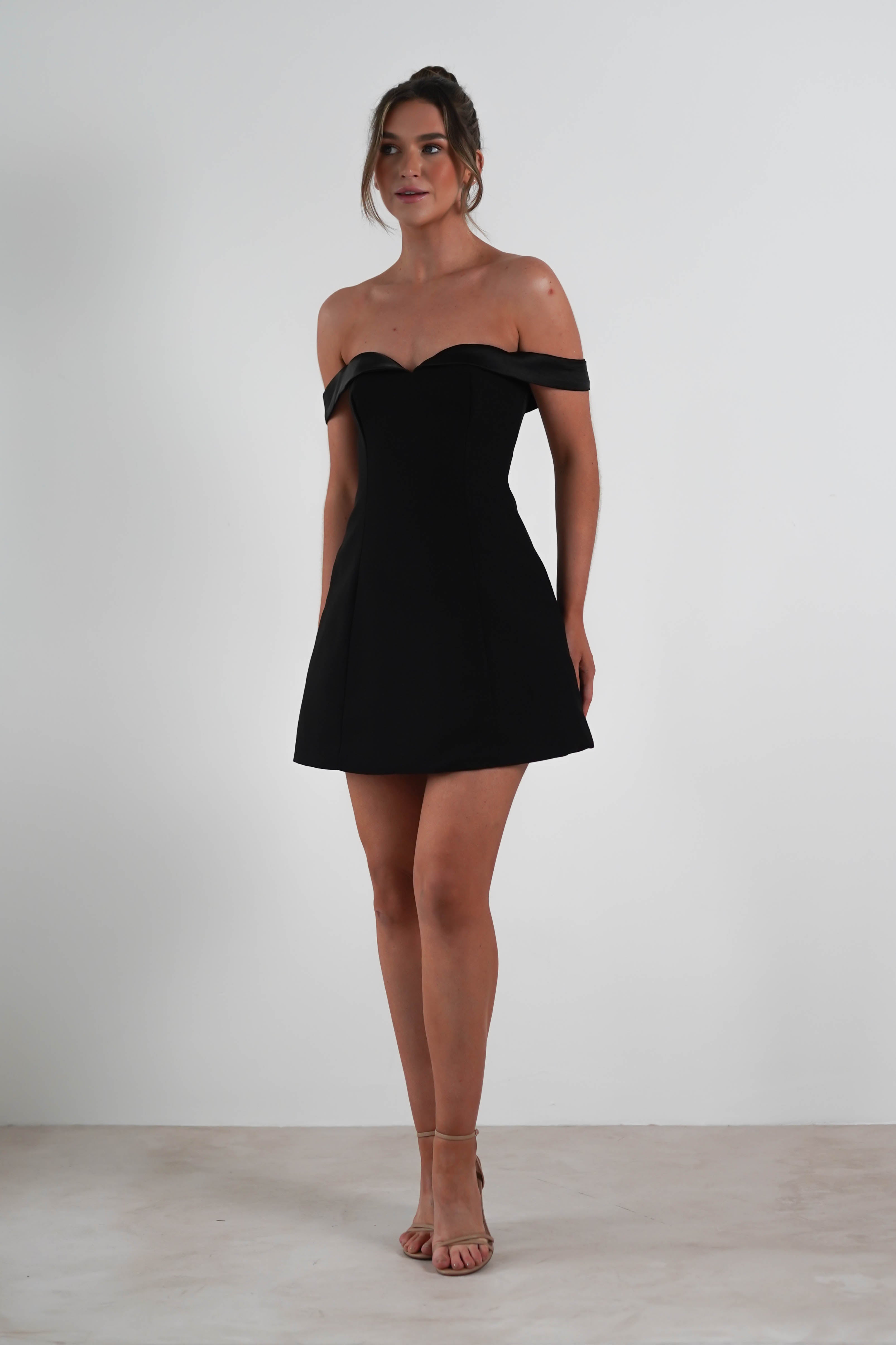 Petra Off the Shoulder Mini Dress | Black