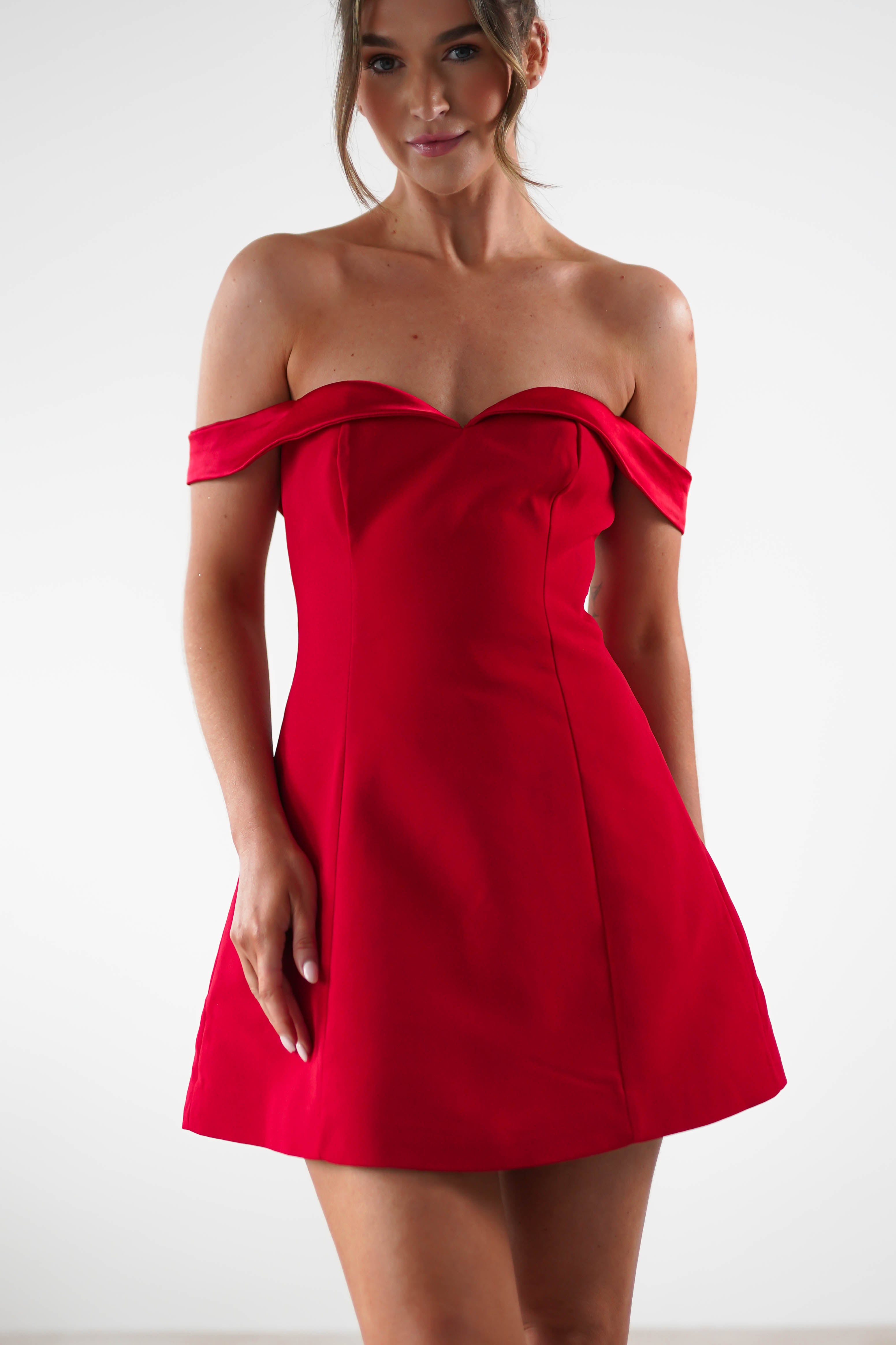 Petra Off the Shoulder Mini Dress | Red