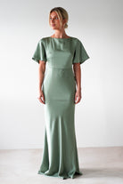 Olivia Matte Satin Maxi Dress | Olive | Bridesmaid Dress | Oh Hello Clothing