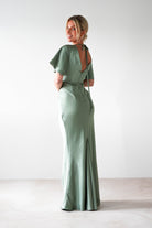 Olivia Matte Satin Maxi Dress | Olive | Bridesmaid Dress | Oh Hello Clothing