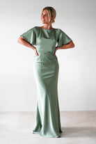 Olivia Matte Satin Maxi Dress | Olive | Bridesmaid Dress | Oh Hello Clothing
