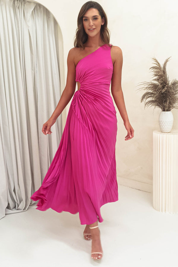 Olsen Pleated Maxi Dress | Fuchsia