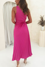 Olsen Pleated Maxi Dress | Fuchsia