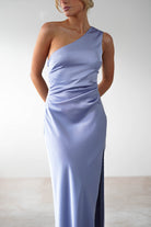 Meera Soft Matte Satin Midaxi Dress Periwinkle Blue | Wedding Guest Dress | Satin | Oh Hello Clothing