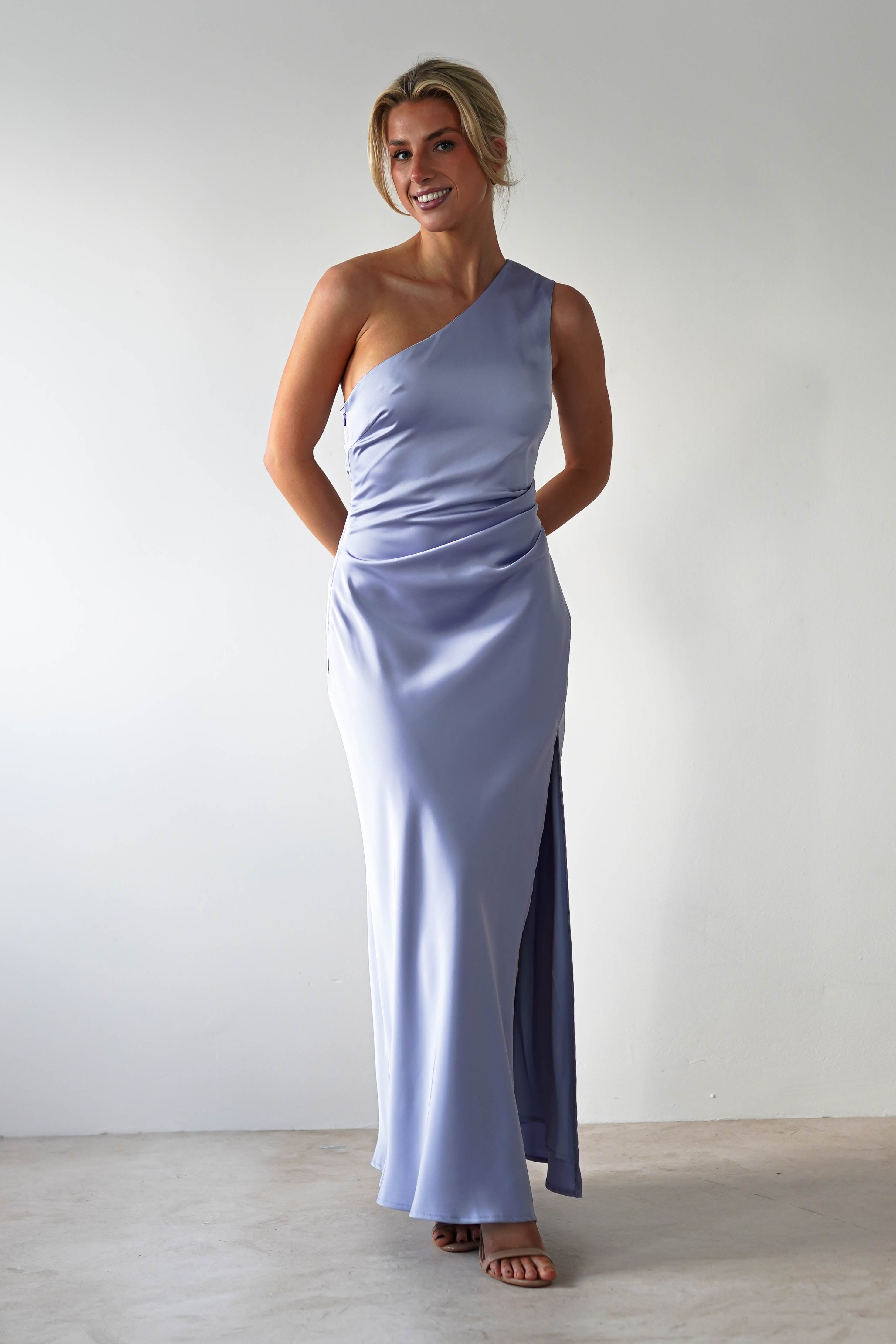 Meera Soft Matte Satin Midaxi Dress | Blue