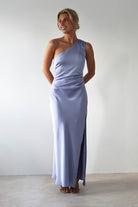 Meera Soft Matte Satin Midaxi Dress Periwinkle Blue | Wedding Guest Dress | Satin | Oh Hello Clothing