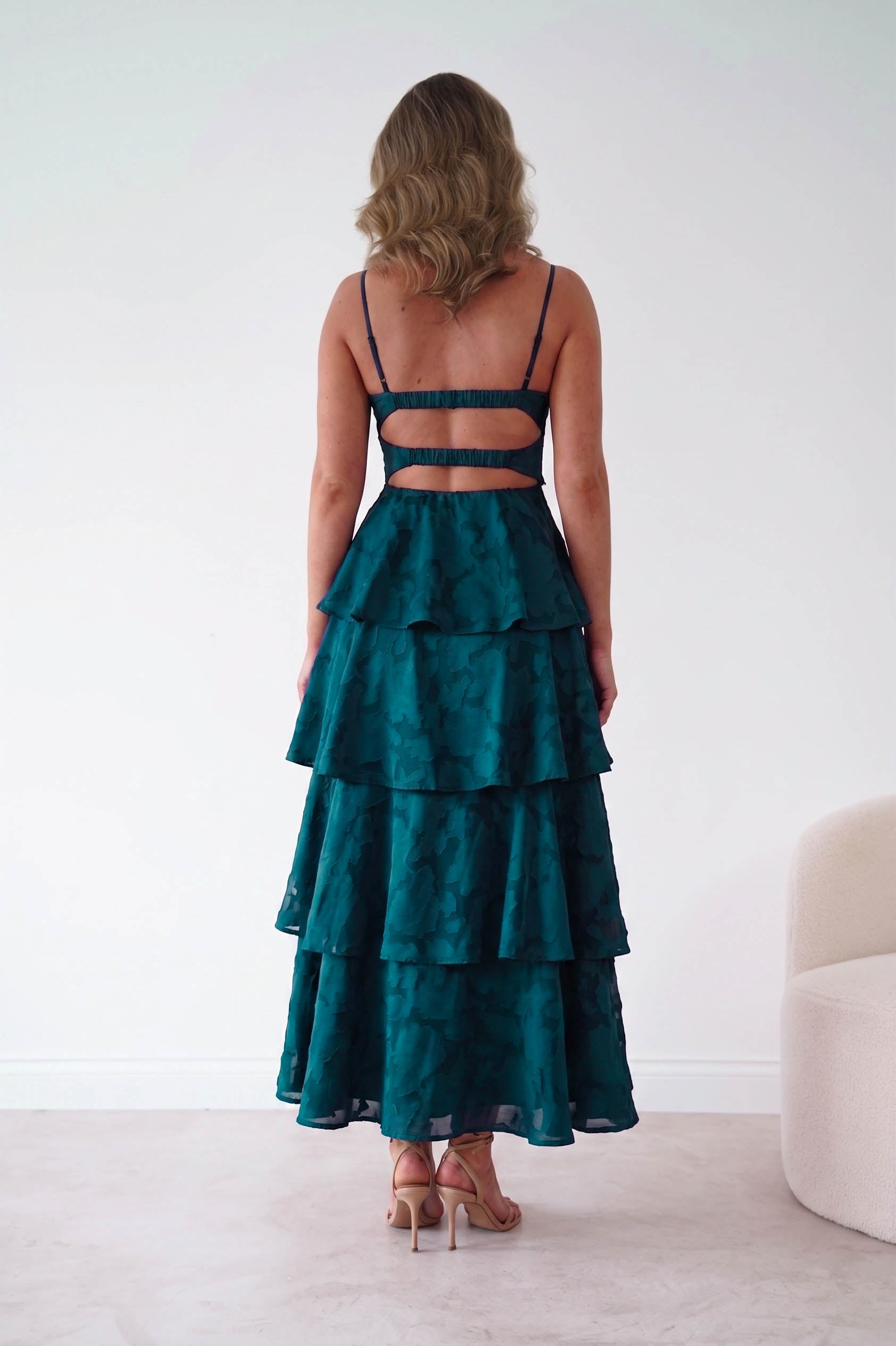 Oh Hello Clothing Women > Clothing > Dresses 1*DONE- Patsy Floral Jacquard Tiered Maxi Dress | green (Copy) (Copy)
