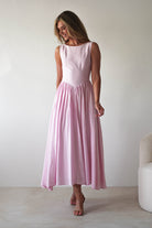 Monroe Skater Midaxi Dress Pink | Wedding Guest Dress | Skater | Oh Hello Clothing
