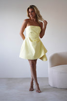 Quinta Strapless Mini Dress Yellow | Wedding Guest Dress | Oh Hello Clothing