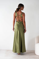 Riviera Soft Satin Maxi Gown | Olive | Debs & Prom | Formal Gown | Oh Hello Clothing