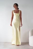 Riviera Soft Satin Maxi Gown | Yellow | Debs & Prom | Formal Gown | Oh Hello Clothing