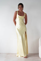 Riviera Soft Satin Maxi Gown | Yellow | Debs & Prom | Formal Gown | Oh Hello Clothing