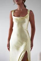 Riviera Soft Satin Maxi Gown | Yellow | Debs & Prom | Formal Gown | Oh Hello Clothing