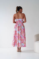 Oh Hello Clothing Women > Clothing > Dresses 1*DONE -S18893- DANNI STRAPLESS MIDI DRESS FLROAL - BLUE