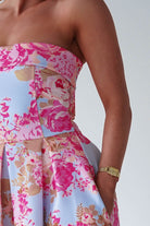 Oh Hello Clothing Women > Clothing > Dresses 1*DONE -S18893- DANNI STRAPLESS MIDI DRESS FLROAL - BLUE