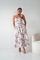 Oh Hello Clothing Women > Clothing > Dresses 1*DONE -S18893- DANNI STRAPLESS MIDI DRESS FLROAL -YELLOW (Copy)