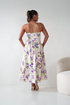 Oh Hello Clothing Women > Clothing > Dresses 1*DONE -S18893- DANNI STRAPLESS MIDI DRESS FLROAL -YELLOW (Copy)