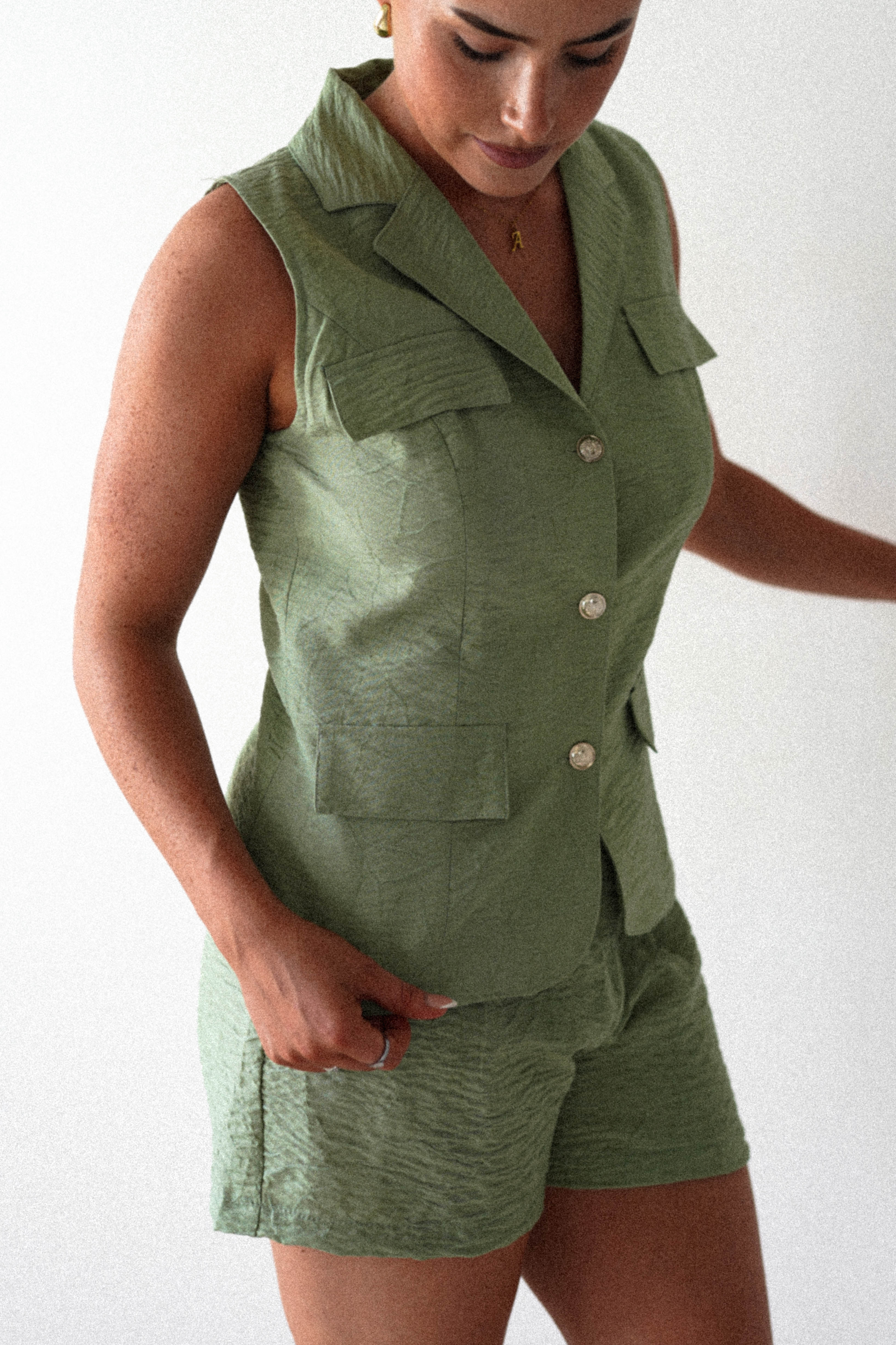 Polly Waistcoat and Shorts Set | Green | Oh Hello Clothing | S (8)