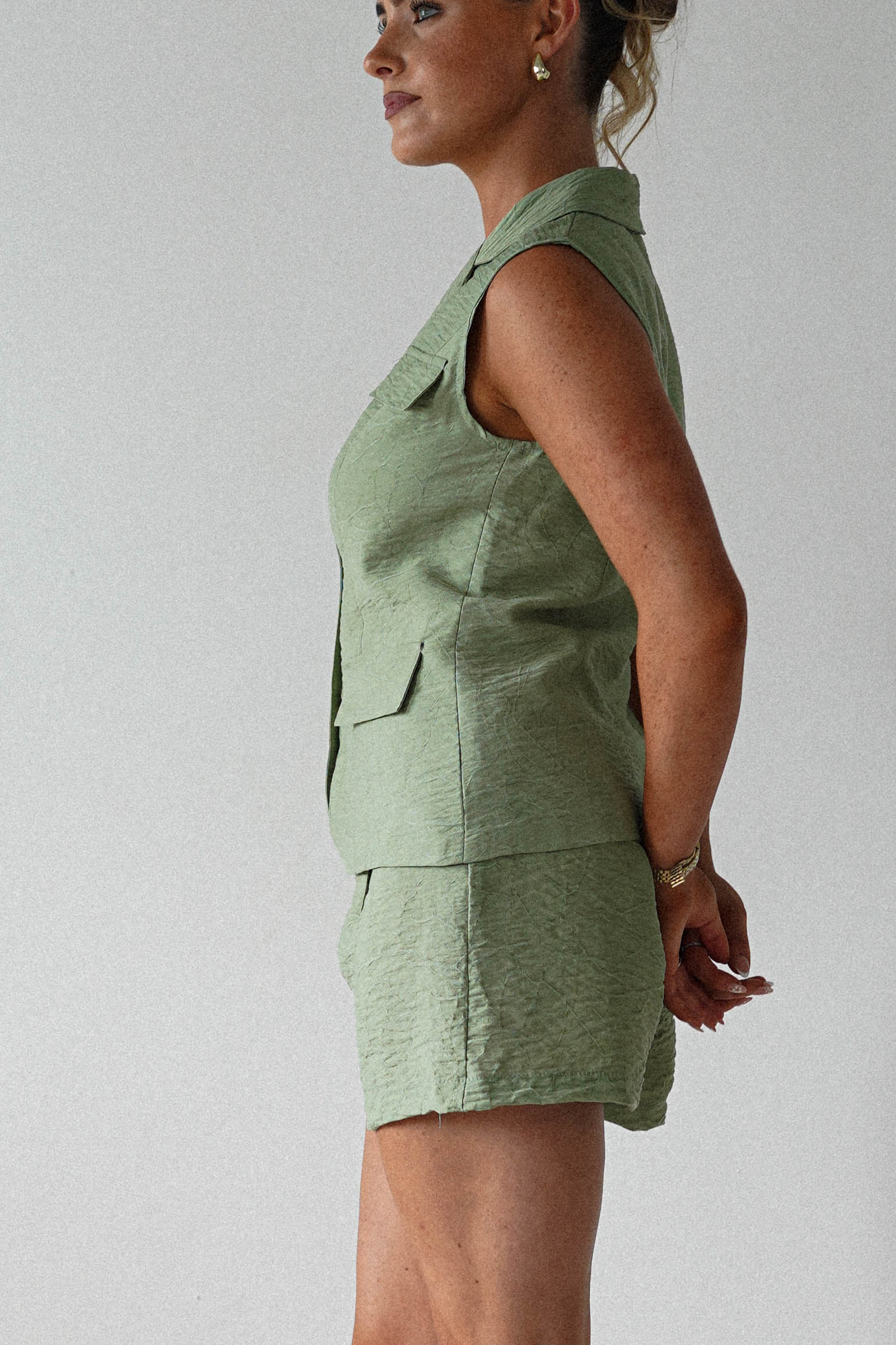 Polly Waistcoat and Shorts Set | Green | Oh Hello Clothing | S (8)