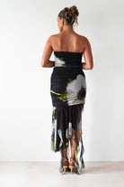 Kristie Strapless Mesh Midi Dress Black | Wedding Guest Dress | Midi | Mesh | Oh Hello Clothing