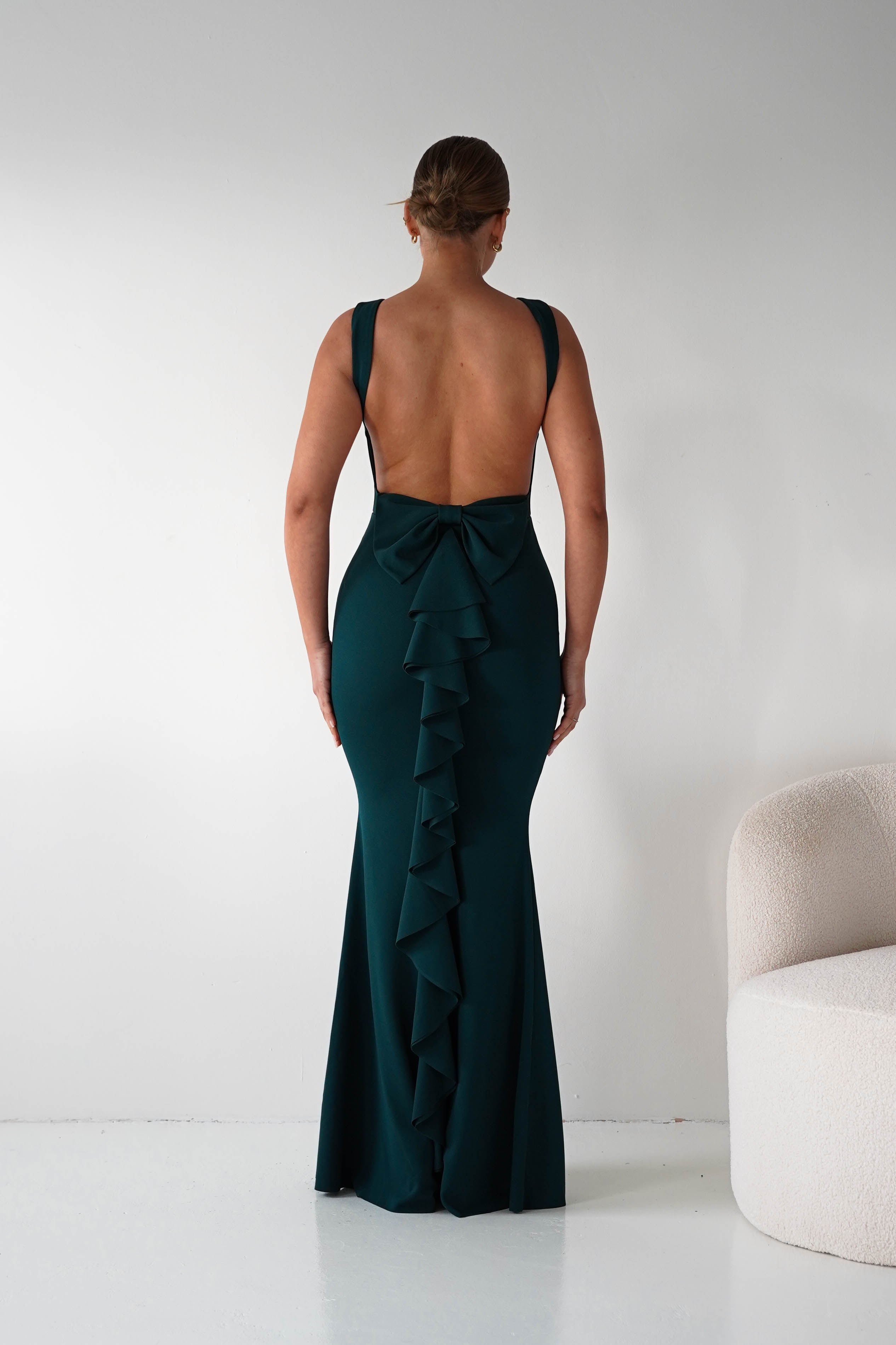 Oh Hello Clothing Women > Clothing > Dresses 1*DONE- Samantha Bow Detail Maxi Dress | DARK GREEN