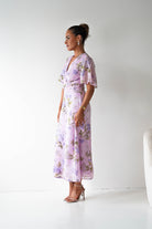 Oh Hello Clothing Women > Clothing > Dresses 1*DONE-SAMPLE Lilac Floral Draped Midi Dress