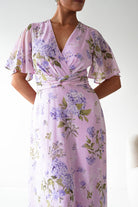Oh Hello Clothing Women > Clothing > Dresses 1*DONE-SAMPLE Lilac Floral Draped Midi Dress