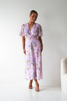 Oh Hello Clothing Women > Clothing > Dresses 1*DONE-SAMPLE Lilac Floral Draped Midi Dress